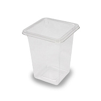 Контейнер квадрат без крышки ПР-СТУ-80х100 300мл прозрачный ПЭТ (360)