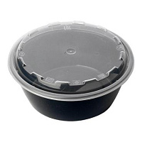 Контейнер круглый d152мм 530мл с крышкой черный PP 1264 (150)